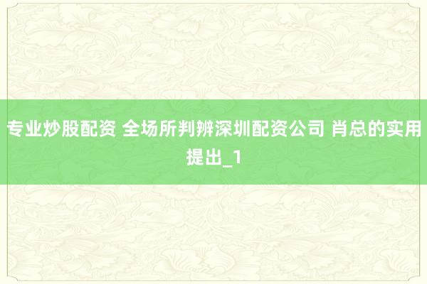 专业炒股配资 全场所判辨深圳配资公司 肖总的实用提出_1