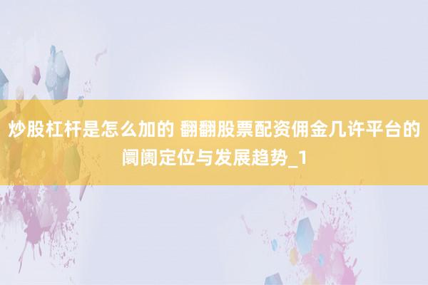 炒股杠杆是怎么加的 翻翻股票配资佣金几许平台的阛阓定位与发展趋势_1